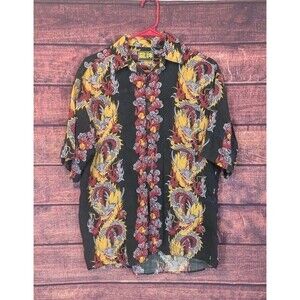 Vintage Billion Bay Asian Style Dragon Button up Shirt Mens Medium